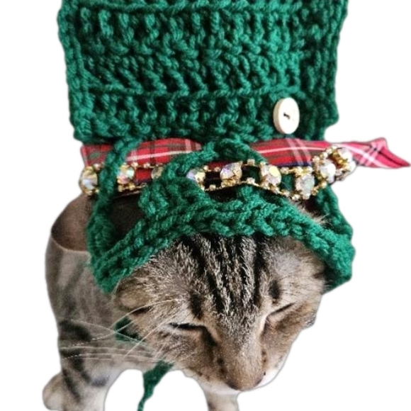 Hand Crafted Christmas Pet Hat Handmade Knit Hat Cats Dogs Puppies Small Pets - Picture 9 of 16